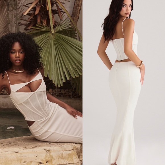 NWT House of CB Paloma Ivory Corset Maxi Dress - Picture 2 of 7